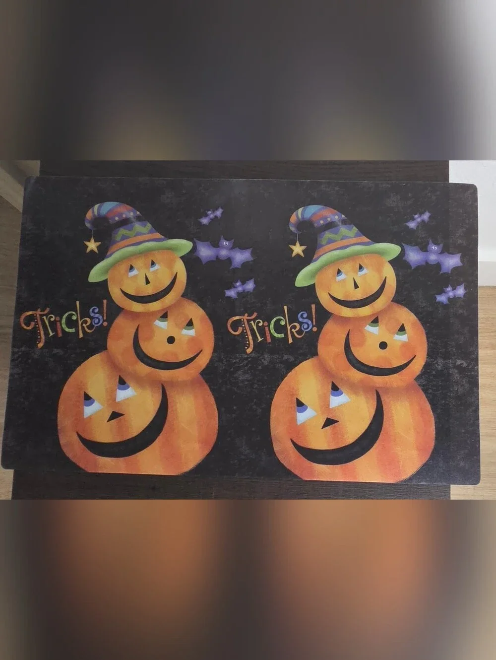 Halloween Vinyl Placemats Set of 4 Pumpkins Ghosts Haunted House 17x12